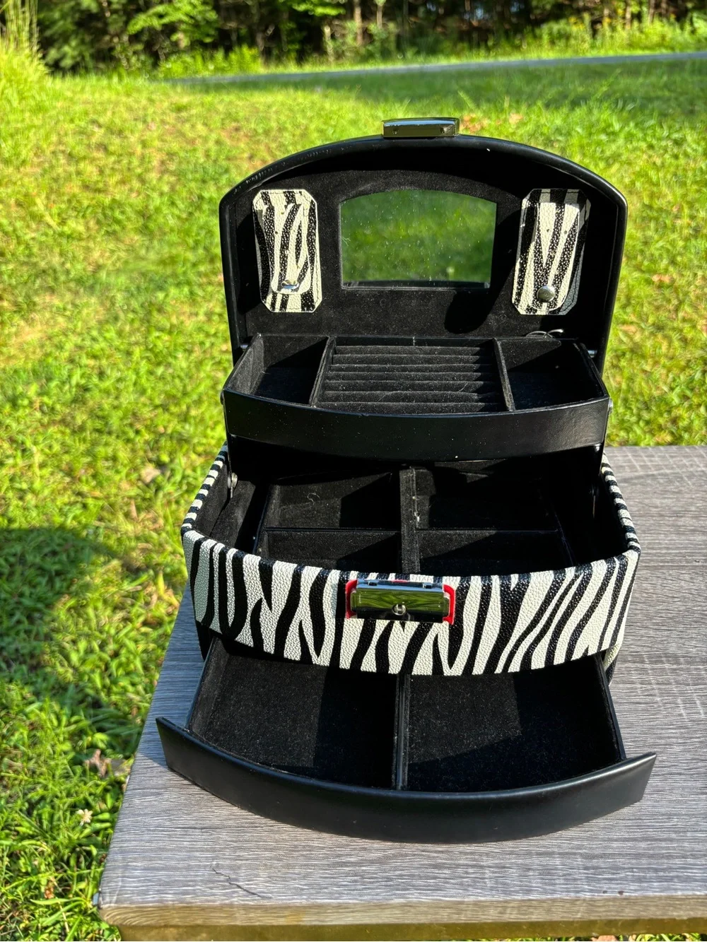 Jewelry Case Travel Organizer Zebra Design